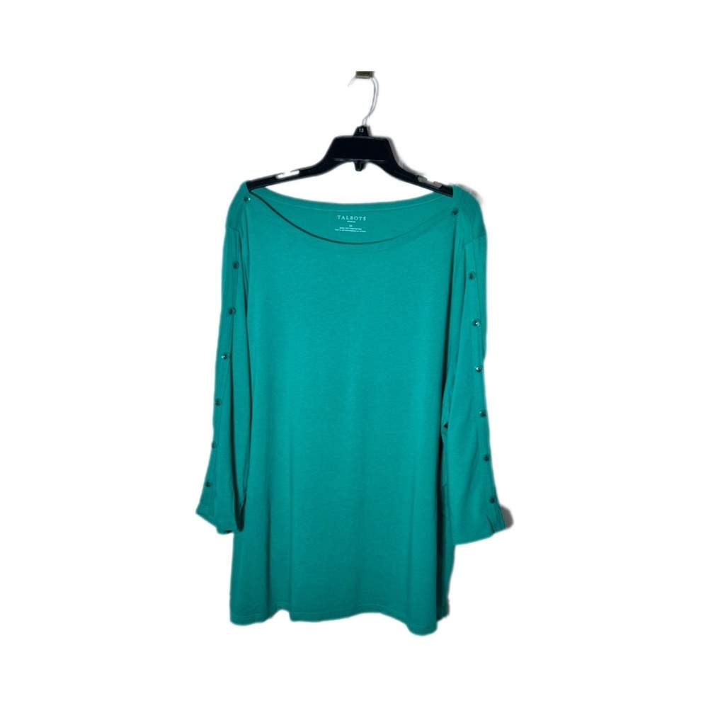 Talbots Teal Long Sleeve Top with Button Detail